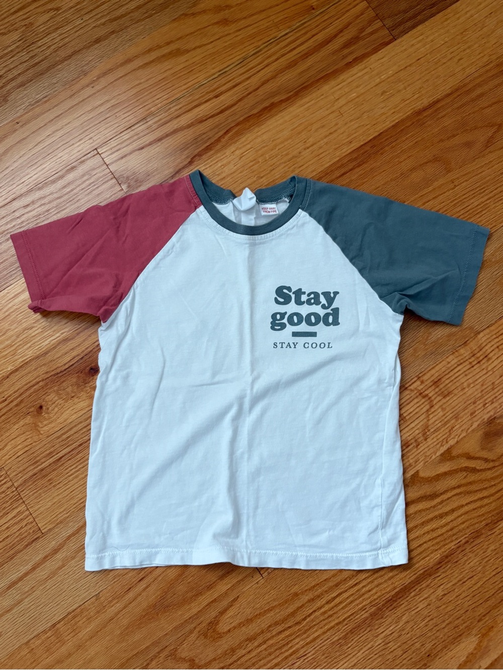 Zara Kids Raglan Tee - White with Red & Teal Sleeves